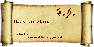 Hack Jusztina névjegykártya